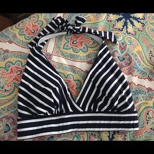 Lands End 8 Deep Sea/white bikini top EUC